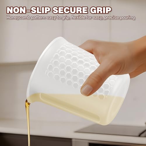 Silicone Measuring Cups 4-Pack Set, (1/2, 1, 2, 4 Cup) Reusable Silicone Cup for Prepping Cooking Baking Supplies, Melting Butter Chocolate 125ml 250ml 500ml 1000ml Dishwasher Microwave Safe - color: 125ml+250ml+500ml+1000ml