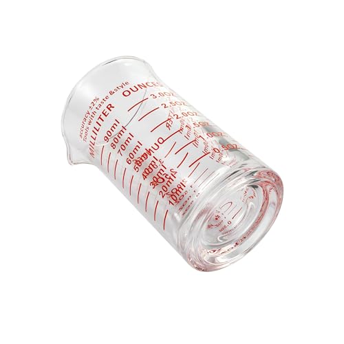 Ackers 3oz/90ml Glass Measuring Cup – Shot Glass with Double Scale-Ounce,Ml Markings for Kitchen & Bar(Pack of 2) - color: Red(Pack of 2)