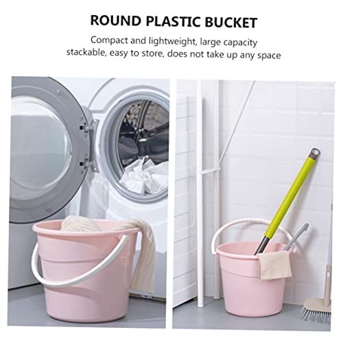 Garneck Heavy-Duty Utility Bucket Water Container for Mopping Storage Bucket Handle for Car Wash - color: Pink