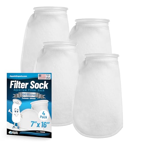 Aquatic Experts Felt Filter Socks – 7 Inch Ring Style, 100 Micron Aquarium Filter Sock for Sumps & Aquariums (7" x 16", 4 Pack) - size: 4 pack