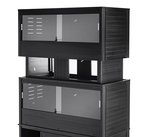 New Age Pet ECOFLEX Two Large Reptile Enclosures with Matching Stacker Combo Set in Black - color: Black, size: Large