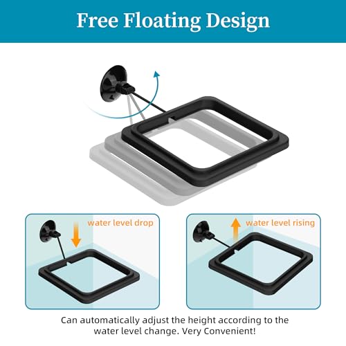 DaToo Fish Feeding Ring Aquarium Square Floating Food Feeder Circle with Strong Suction Cup Fish Tank Feeding Ring for Betta Goldfish Guppy