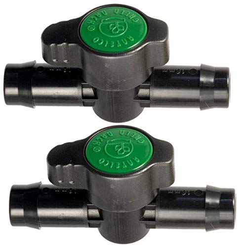 2-Pack In-Line Barbed Ball Valve 16mm For 1/2 and 5/8 Inch Tubing (.570 to .620 ID) - Regulate and Shut-Off/On Water Flow - size: 16mm (1/2" & 5/8" Tube .570 to .620 ID)