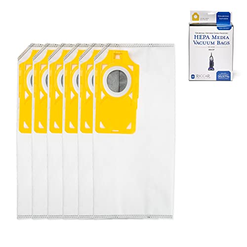 Riccar R40P HEPA Filter Vacuum Cleaner Bags, Charcoal-Infused Tandem Air Yellow, Six Bags Included, RPHC-6