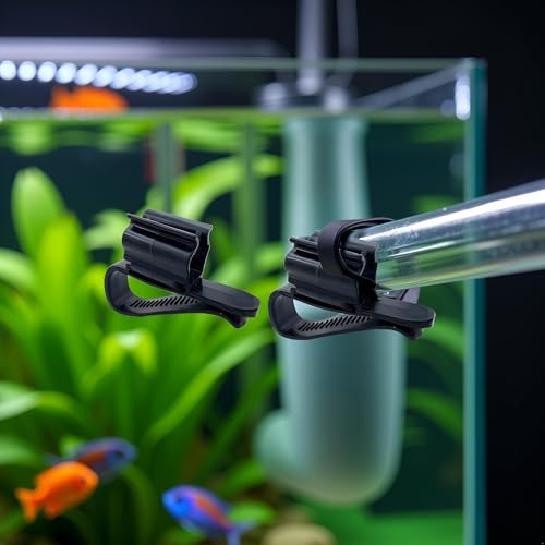 2Pcs Fish for Tank Mounting Clip Water Pipe Hose Holder Multifunction Adjustable Clamp for 0.31""-0.62"" Dia Tub Aquarium Tube Holder, Aquarium Air Pump Accessories Aquarium Pumps and Filters (Black)