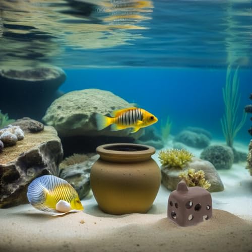 COHEALI 3pcs Irregular Porous Ceramic Fish Tank Shelter Cave for Aquarium Shrimp Breeding Hideout Small Fish Tank Landscape Decoration