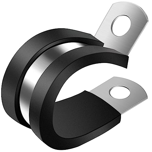 ZIPCCI 1/2 Inch Cable Clamp, 25 Pack Stainless Steel Wire Clamp, Rubber Metal Hose Clamps for Wire Line Clips, Pipe, Hose Bracket, Tube Holder (14mm) - size: 1/2 Inch (25 Pack)