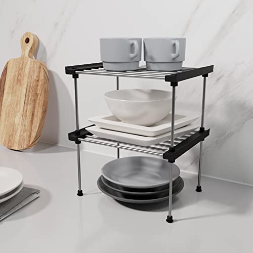 carrotez Cabinet Organizer Shelf, Set of 2 Stackable Kitchen Counter Shelves, Kitchen Cabinet Organizers and Storage, Pantry Storage Shelf Organizer, 9.8 x 7.8 x 6.1 - Black - color: Black, size: Small(9.8 x 7.8 x 6.1")