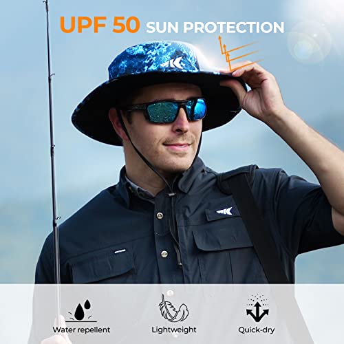 KastKing Sol Armis UPF 50 Boonie Hat - Sun Protection Hat, Fishing Hat, Beach & Hiking Hat, Paddling - color: K: Calypso, size: Laser-vented Design