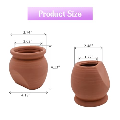 Saim Natural Clay Ceramic Cave Pot - Aquarium Fish Tank Decor Hideout for Betta Shrimp Cichlid Small Fish Breeding & Hiding Shelter Cute Ornament Aquatic Habitat- Large - size: Large