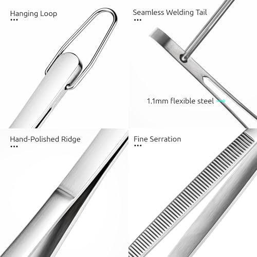 U-Taste 8" Kitchen Plating Tweezer Set: 18/8 Stainless Steel Food-Grade Metal Food Tong, Seamless-Welding, Flexible Pinching and Non-Slip for Serving, Decorating, Cooking, Baking (Round & Pointed Tip) - size: 8in (round+pointed tip)