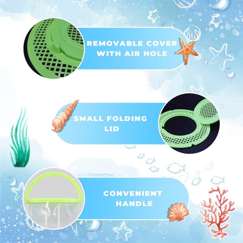 Foldable Small Aquarium, Portable Fish Tank, Fish Transport Container, Plasitc Fish Bowl, Beginner Tank, Great Concept for Catching and Release Critters, Beach, Pool and Lake (Green, Large) - color: Green, size: Large