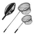 Neween Fishing Net, Foldable Collapsible Telescopic Fish Landing Net, Durable Nylon Material Mesh Landing Net for Easy Catching or Releasing for Trout - style: 61.4" Full Extended (Telescopic Pole)