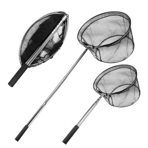 Neween Fishing Net, Foldable Collapsible Telescopic Fish Landing Net, Durable Nylon Material Mesh Landing Net for Easy Catching or Releasing for Trout - style: 61.4" Full Extended (Telescopic Pole)