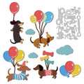 Balloon Dachshund Die Cuts, Carbon Steel Die Cuts Cutting Dies Dog Frame Stencils Scrapbooking Embossing Template Dies for Card Making Party Greeting Embossing Invitation Photo Album - style: Balloon dachshund