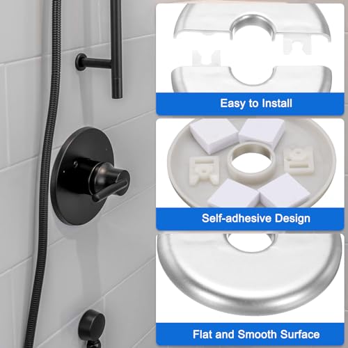 uxcell 4pcs Wall Split Flange 115mm / 4.5" OD Escutcheon Plate ABS Round Self-Adhesive Plumbing Cover Plates for 51mm / 2" Dia Water Pipe Faucet Decoration Accessories, Silver - color: Silver, size: 51mm