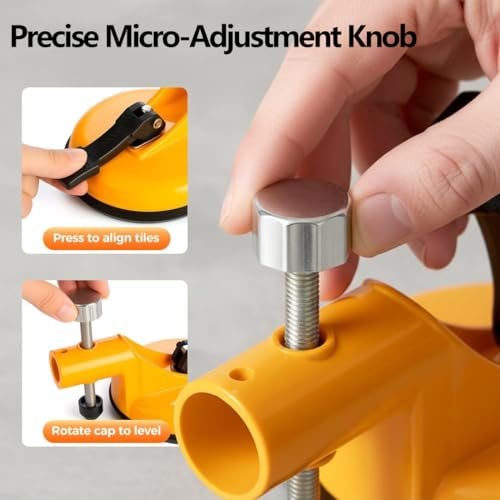 Adjustable Height Setter - Professional Countertop Leveling Tool, floor gap fixer tool, suction cup leveler for Flooring Gap Fix, Stone Slab Alignment, Repair & Seam Leveling (2pcs yellow) - color: 2pcs Yellow