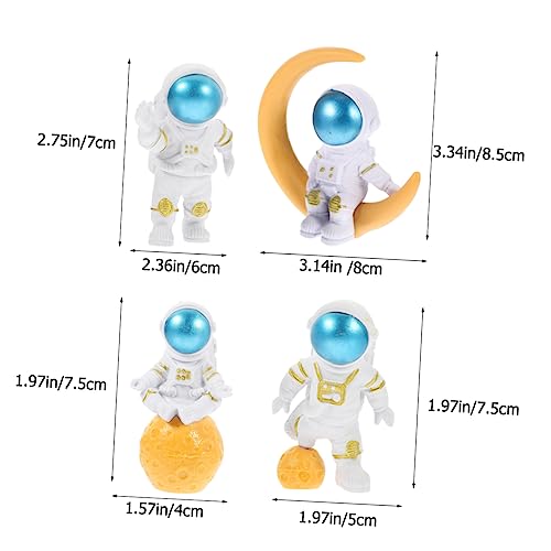4Pcs Astronaut Figurine Space Theme Fish Tank Decor Desktop Decoration Tabletop Adornment Home Astronaut Sculpture Outer Space Ornament for Room