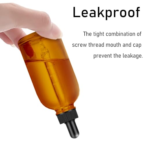 Bumobum 2 Pack Amber and Blue Dropper Bottles, 4oz Glass Bottle with Dropper for Essential Oils with Funnel, Labels & Pipette, Tincture Bottles with Dropper(Unbreakable Plastic Eye Dropper) - color: Amber and Blue