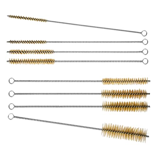 RAWILL 8Pcs Tube Cleaning Brush, Brass Stainless Steel Engine Cleaning Brushes, 12 Inch Long Round Wire Pipe Cleaner for Deep Pipes, Auto Parts, Engine Parts, 8 Sizes - color: 8 PC
