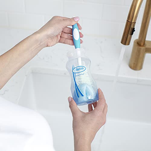 Dr. Brown's Reusable Sponge Baby Bottle Cleaning Brush Set with Suction Cup Stand,Scrubber and Nipple Cleaner,Blue,(Pack of 18) - color: Blue Bottle Brush, size: 18-Pack