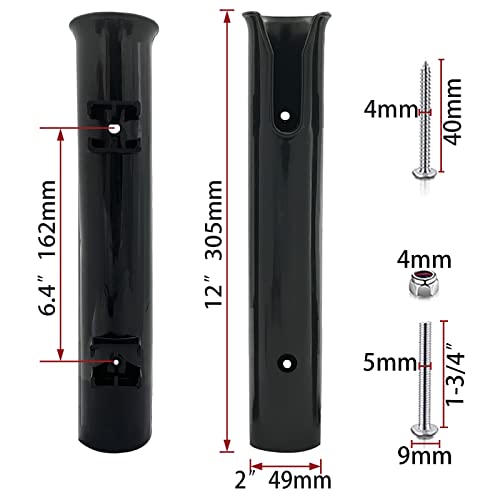 ISURE MARINE Fishing Rod Holder Bracket Wall Mounted Boat Side Mount Tool Holder Tube Links with Screws 2/3/4/6 Pole Tube (White/Black) - color: 4-Pole Black