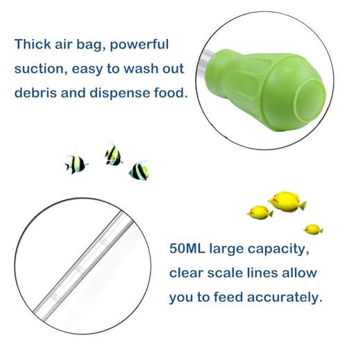 KABASI Waste Clean Tool Coral Fish Feeder, 50ml Manual Acrylic Pipette Suction Dropper with 2PCS Extension Pipes for Fish Tank Cleaning, Water Changer Waste Remover for Aquarium - color: Type B