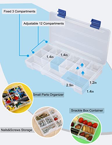 Hlotmeky Tackle Box Small Fishing Box Organizer 2 Pack 3500 Tackle Tray Clear Plastic Storage Box with Dividers Sorting Snackle Box