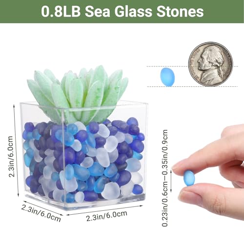 SUREAM Fish Tank Stones, 0.8 LB Glass Pebbles for Vases, Fish Aquarium Gravel for Vase Fillers, DIY Crafts, and Home Decor(Deep Blue+Aquamarine+White) - color: Deep Blue+aquamarine+white