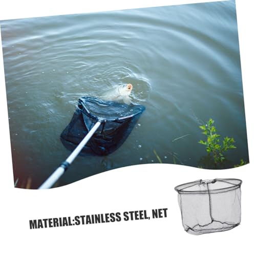 OSALADI 4pcs Foldable Fishing Landing Net Heads with Deep Black Mesh, Stainless Steel Frame, Replacement Netting for Freshwater and Saltwater Anglers