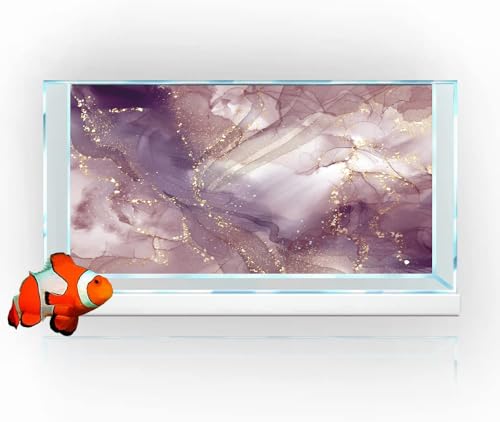 Purple Marble Aquarium Background, Art Abstract Pink Gold Line Marble Terrarium Background, Coloful Marble Glass Terrarium Background 30X12IN with 8 EVA Double-Sided Tape - color: Marble03, size: 30X12in/75X30cm