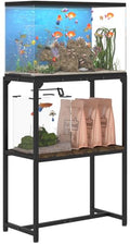 Mondazie 20 Gallon Fish Tank Stand, Upgraded Height Aquarium Stand Table with 2 Tiers Storage Shelf, Metal Reptile Breeder Turtle Terrarium Stand Rack for Home Office, 24" L x 12" W x 32.2" H, Black