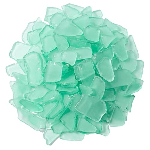 Keedolla Tumbled Sea Glass for Crafts - 10 OZ Flat Frosted Seaglass Pieces for DIY Art Crafts, Vase Filler, Beach Weddings, Aquarium and Home Decor - Mint Green - color: Mint Green, size: 10 OZ / 0.63 LB