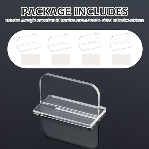 4 Pcs Transparent Aquarium Lid Handles with Adhesive, Acrylic Fish Tank Cover Handles, Transparent Fish Tank Lid Handle, Adhesive Tank Lid Replacement, Easy to Install for Aquarium Fish Tank Lid