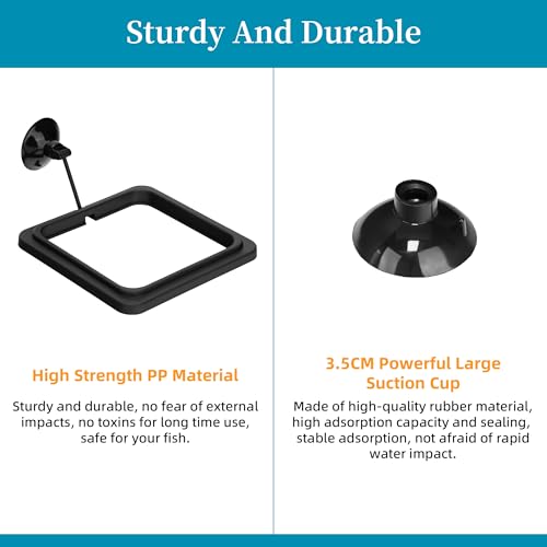 DaToo Fish Feeding Ring Aquarium Square Floating Food Feeder Circle with Strong Suction Cup Fish Tank Feeding Ring for Betta Goldfish Guppy
