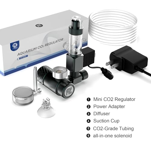 FZONE Aquarium CO₂ Regulator Kit, Compact Aquarium CO₂ System with Diffuser, Upgraded DC Solenoid and Bubble Counter Check Valve, for Establishing CO₂ System in Aquatic Plant Tank