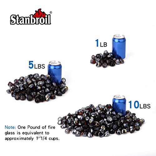 Stanbroil 10-Pound Fire Glass Diamonds - 1/2 inch Luster Fire Glass for Fireplace Fire Pit and Landscaping, Amber Luster - color: Amber Luster