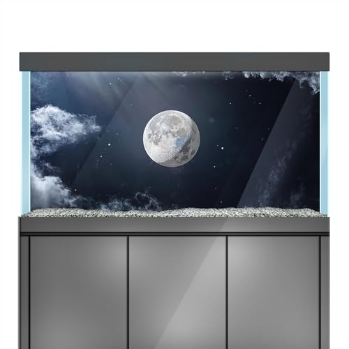 Aquarium Background Stickers - Moon Space Star Night - Fish Tank Reptile Terrarium Decor Poster (75 x 50 cm / (29.5 x 19.6 inches)) - size: 75 x 50 cm / (29.5 x 19.6 inches)