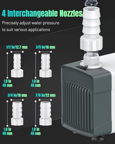 Pawfly 210 GPH Fountain Pump, 15 W Submersible Water Pump with 5.2 ft. High Lift and 4 Nozzles, Quiet Water Fountain Pump for Aquarium Fish Tank Waterfall Pond & Hydroponics - style: 210 GPH
