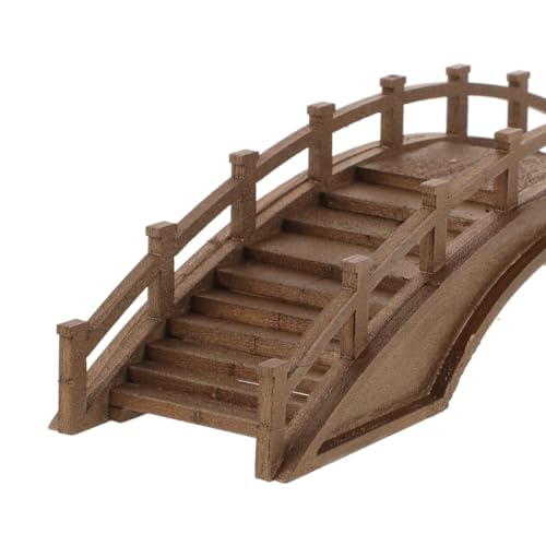 Miniature Wooden Arch Bridge Figurine for Bonsai Landscape Decor Tiny Wood Bridge Model for Micro Garden Scene and Outdoor Patio Decoration
