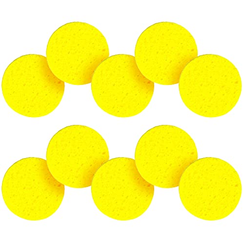 Hermit Crab Sponges for Water, 10 Pack Unbleached Hermit Crab Accessories & Supplies, Pet Crab Sponges Provide Nutrients and Maintain Tank Humidity, Water Dish Yellow Real Sea Sponges, 2" x 1"