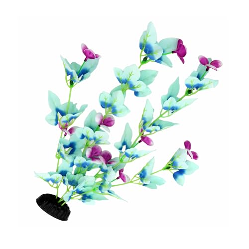 16 Inch Aquarium Fish Tank Plant Betta Fish Tank Decor,2 Pack Silk Aquarium Plants for Aquarium Decoration (White-Blue) - size: White-Blue