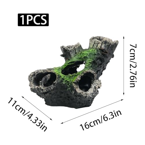 Aquarium Decoration Cave Resin Hollow Tree Trunk Ornament Fish Hideout for Aquarium, Style 2