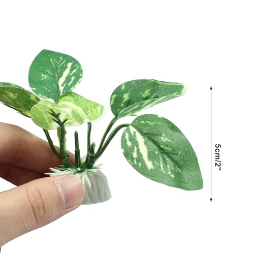 Soft Aquarium Plants Betta Fish Tank Decorations Betta Leaf Pad 2 Inch, Silk Plastic Artificial Plants for Aquarium Reptile Tank Decor (D-4Pcs Set/Green) - color: D-4pcs Set/Green
