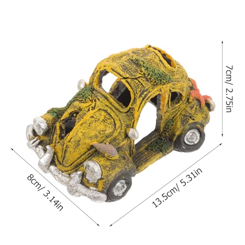 FRCOLOR Fish Tank Car Decorations Resin Aquarium Ornament Vintage Car Shape Fish Tank Decor 5.31X3.14X2.75 Inch Aquarium Hiding Cave for Shrimp Turtle