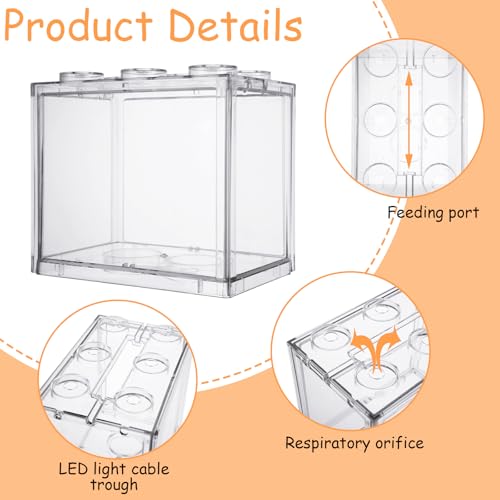 QTLCOHD 4 Pack Small Betta Fish Tank, 0.6 Gallon Mini Aquarium Tank, Clear Stackable Fish Bowl, Acrylic Tiny Cube Tank for Beta Fish Sea Monkeys Shrimp Snails - color: clear