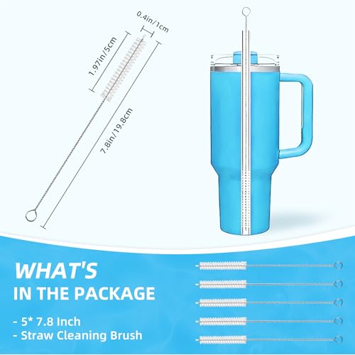 Cleaning Brushes for Reusable Drinking Straws, Set of 5, Long Wire Handle, Bottle and Straw Cleaner for Stanley Mug, Sippy Cup, Water Bottle and Tubes, Reusable and Flexible - color: white01