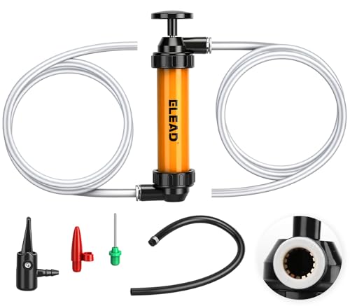 Gas Siphon Pump for Gasoline, Multi-Use Fluid Transfer Pump, Oil Liquid Siphon Pumps, Fuel Siphon Tool, Multifunction Hand Inflation Pumps with Inflator Hose adapter, Needle Valve/Balloon adapter
