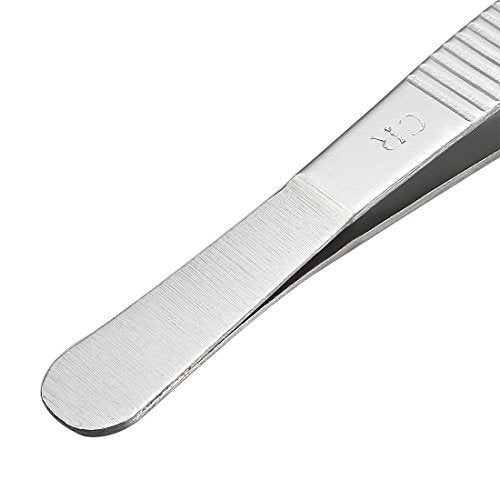 uxcell 2 Pcs 5.5-Inch 430 Stainless Steel Tweezers with Curved Serrated Tip