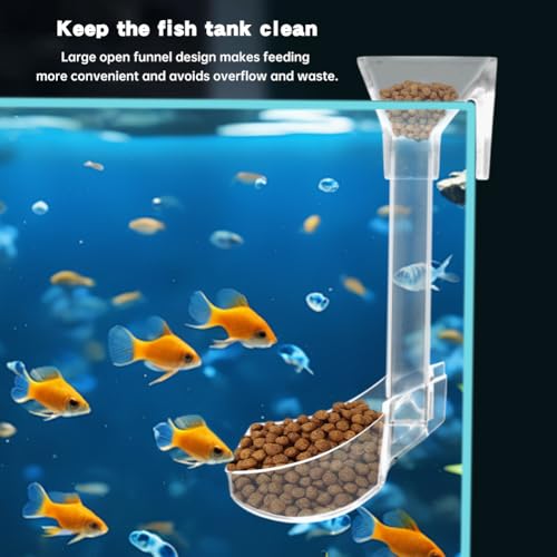 Aquarium Shrimp Feeder Tube and Dish Set, Adjustable 7.09 to 14.96 in, Clear PC Feeding Station with Floating Ring, Suction Cups and Hook (Fits Glass up to 0.59 in/15 mm), Includes Brush and Spoon